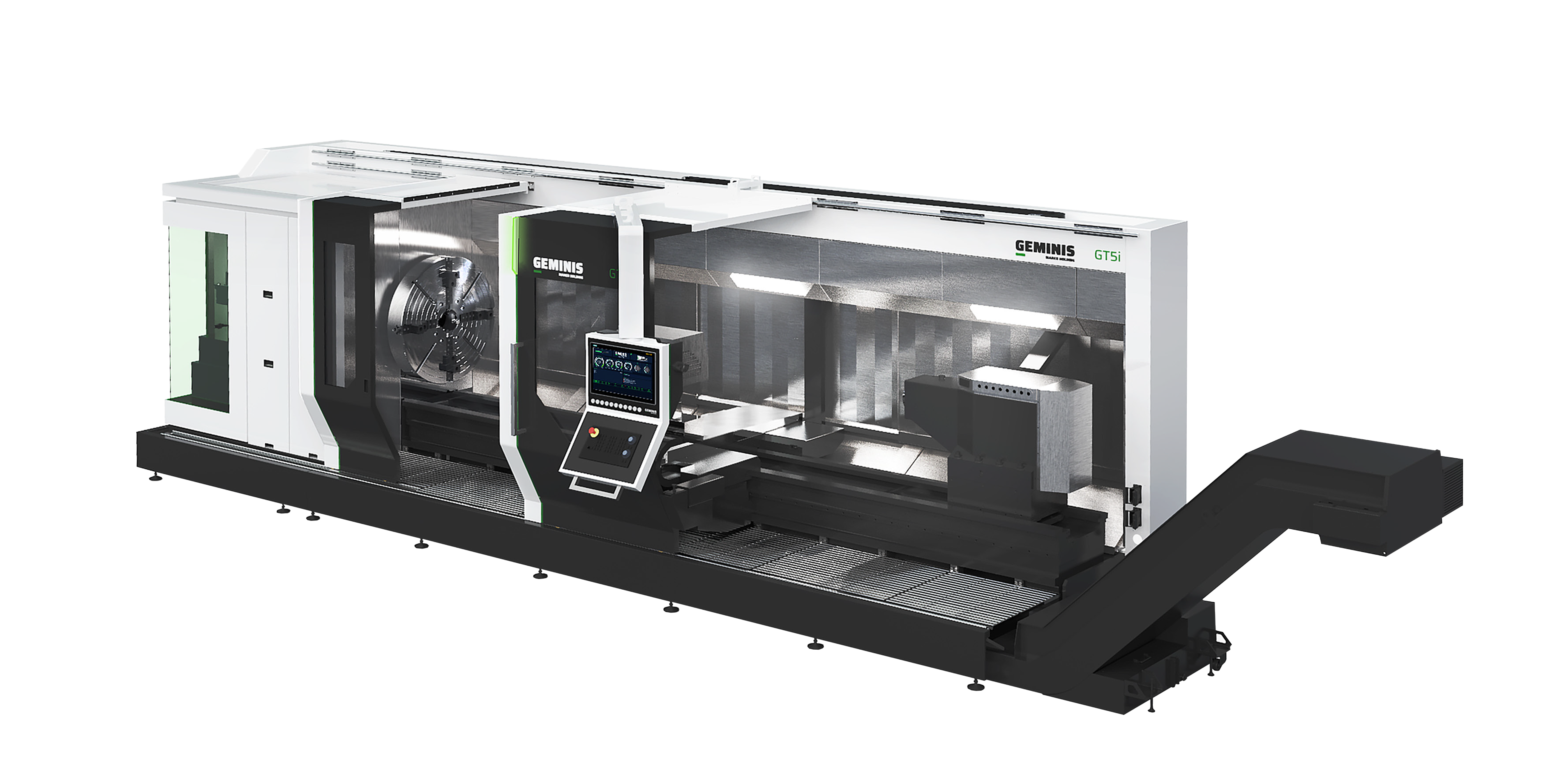 Geminis GT5i CNC Lathe with Flat Bed design and multitasking capabilities