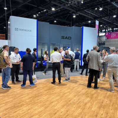 Soraluce SAD40 5-axis machining center performing live-cutting demonstrations at IMTS 2025 in Chicago